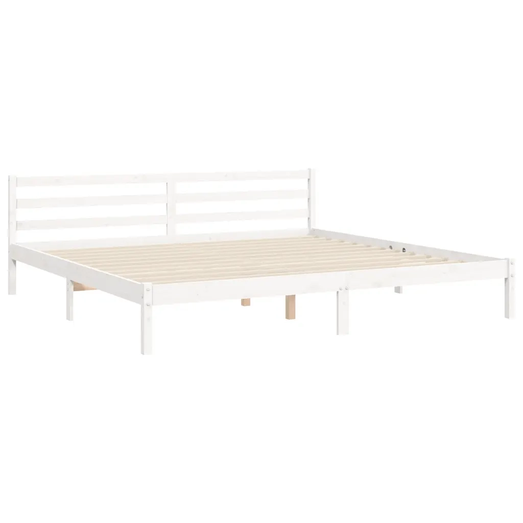 Giroletto con Testiera Bianco 200x200 cm in Legno Massello 3194072