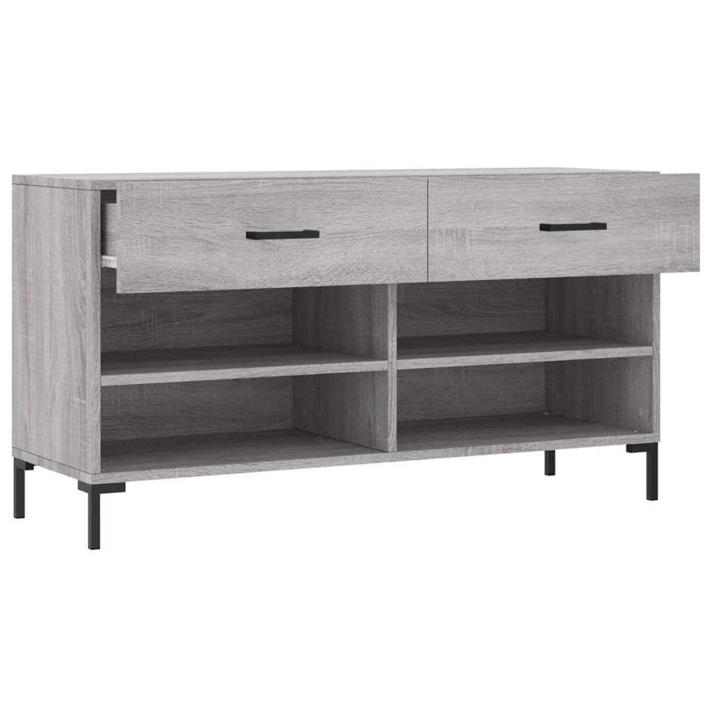 Panca portascarpe mobiletto porta-stivali cassettiera mensola mobile da ingresso rovere Sonoma 102 x 35 x 55 cm legno ingegnerizzato grigio 02_0022999