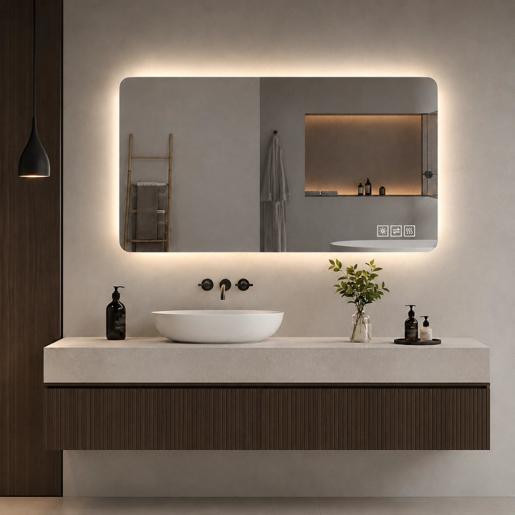 SPECCHIO BAGNO LED 60x100 cm Ovale Argento con funzione antiappannamento