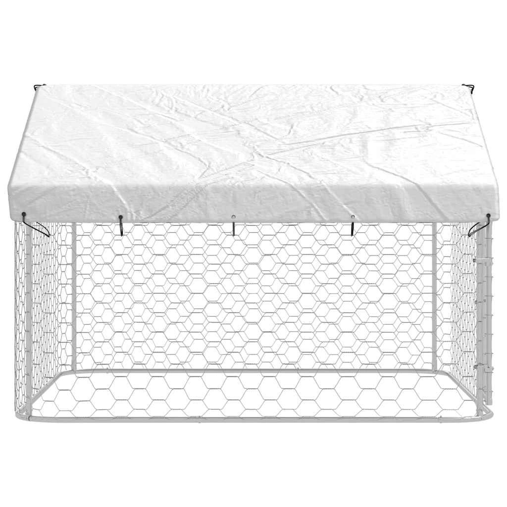 Cuccia/gabbia/recinto per animali domestici da esterno con tetto 200 x 200 x 150 cm argento 02_0041907