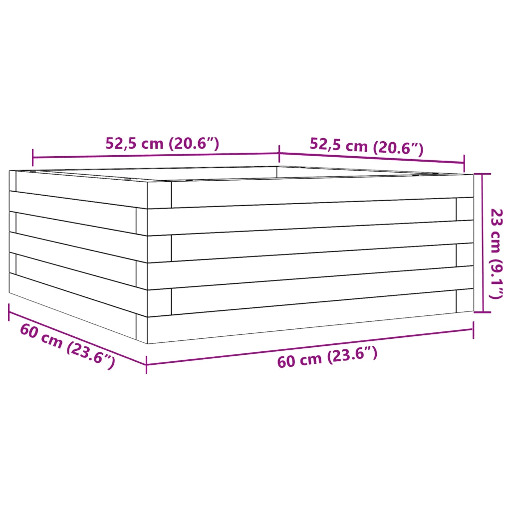 Fioriera Giardino Marrone Cera 60x60x23 cm Legno Massello Pino 847190