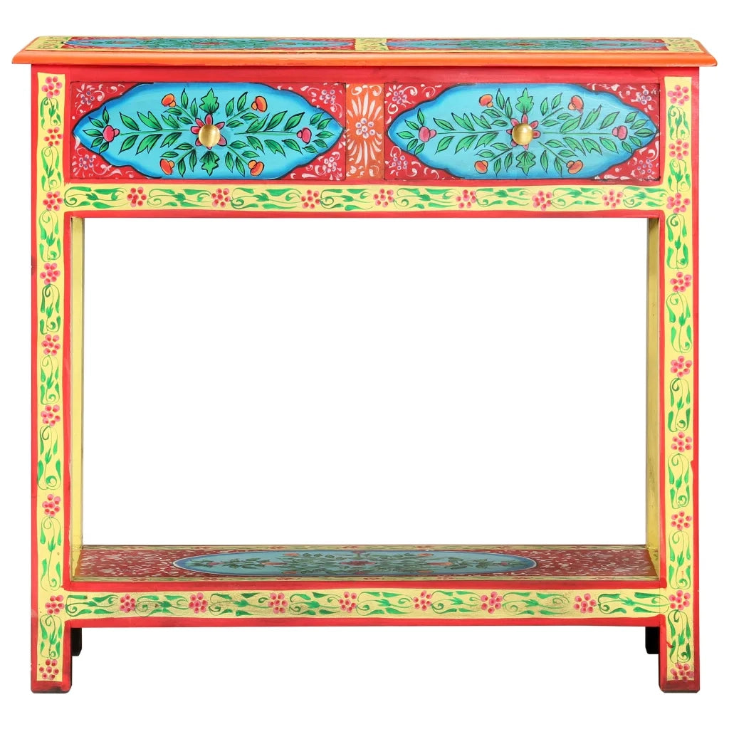 Tavolo Consolle | Tavolo d'Ingresso Dipinto a Mano 80x35x75 cm in Legno di Mango