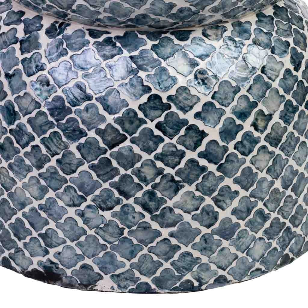 Sgabello in legno e capiz grigio d35,5x46h cm