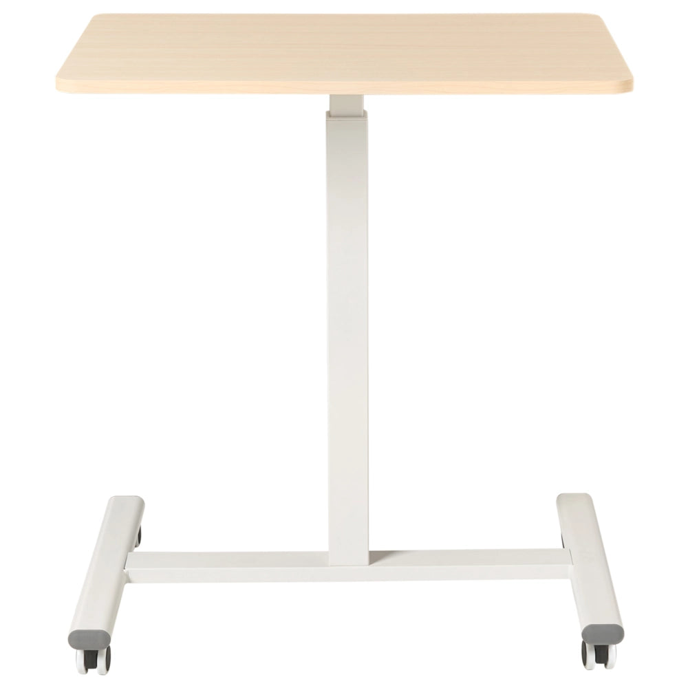 Scrivania mobile regolabile manualmente per laptop ufficio moderno 65 x 48 cm Struttura in acciaio marrone chiaro e bianco