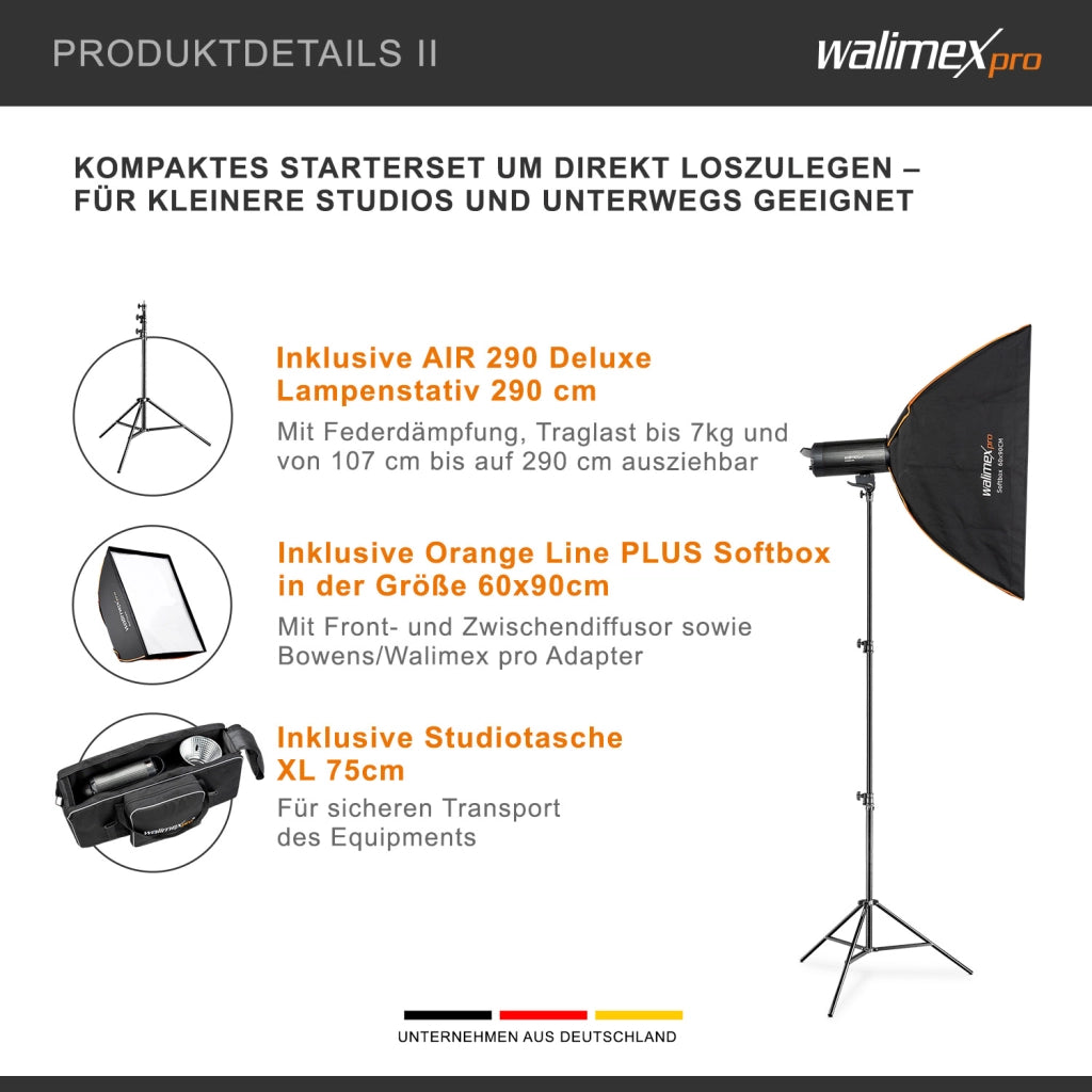 Stager 400 HSS set flash fotografico da studio, luce LED da 400 W per foto e video, con softbox stativo luci e accessori