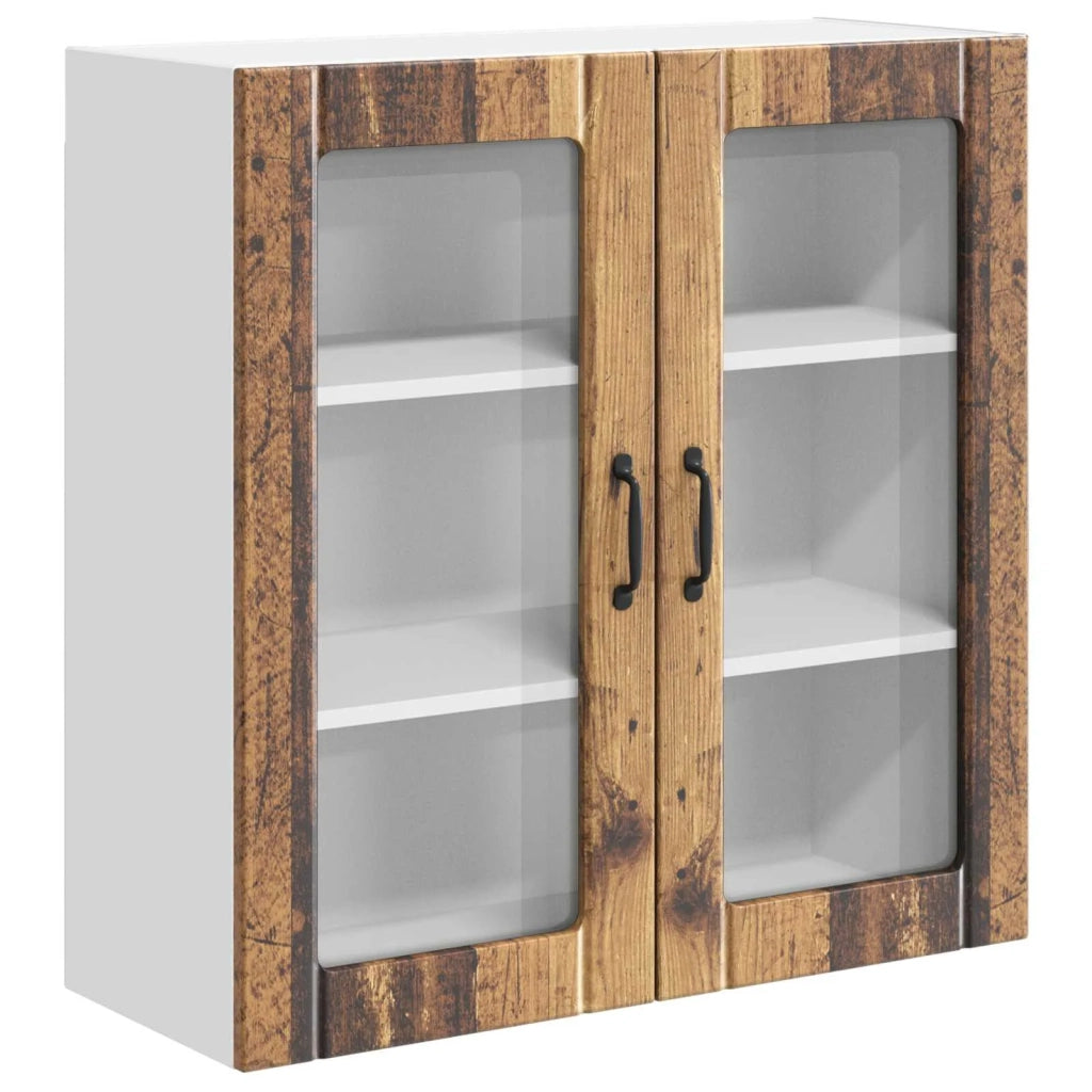 Mobile in vetro da parete LUCCA Legno antico 80 x 31 x 80 cm