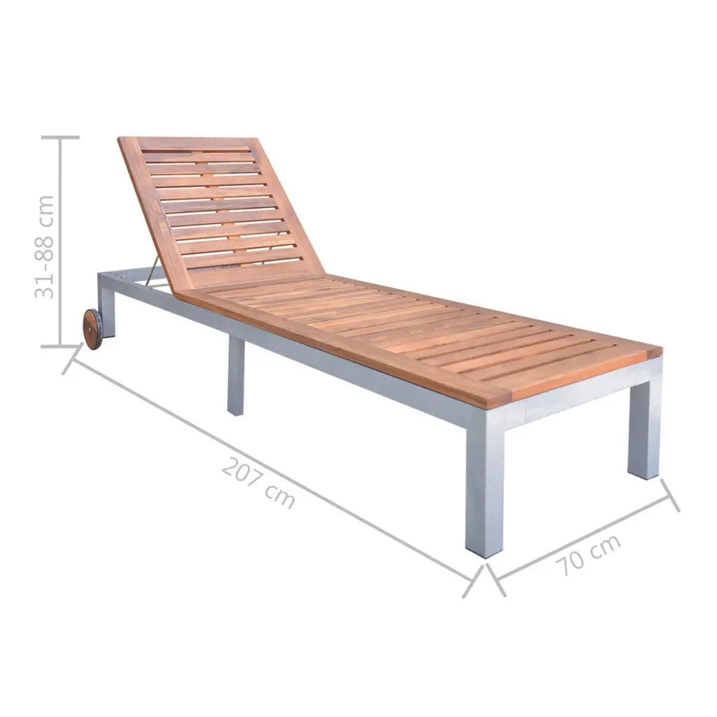 Lettino Prendisole in Legno Massello di Acacia cod mxl 62868
