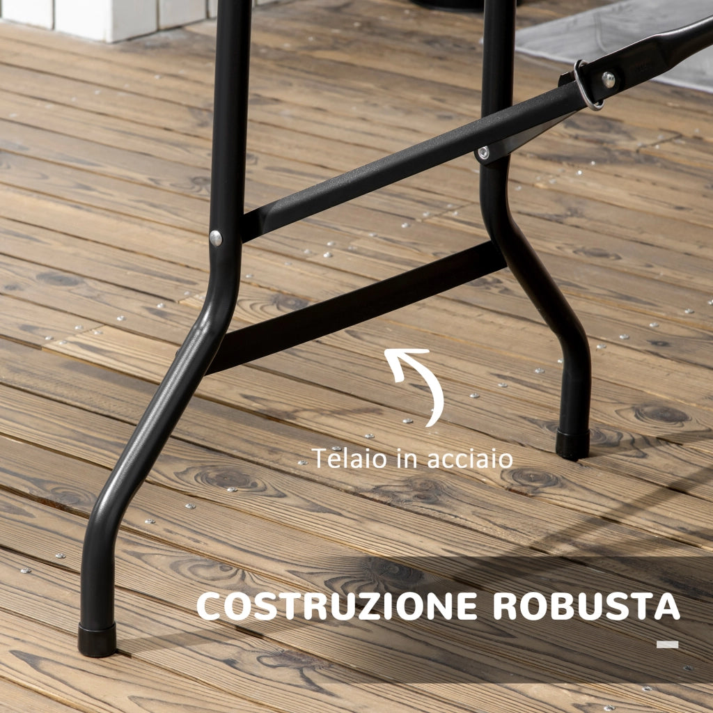 Tavolo da Giardino Pieghevole ¨C Xylo ¨C Acciaio HDPE Grigio Scuro 180x75x73cm 6 Persone