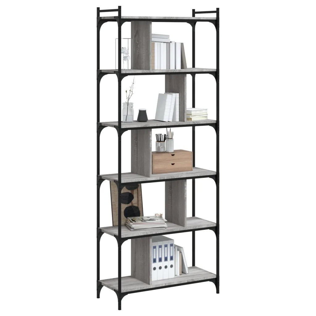 Libreria Grigio Sonoma 6 Ripiani 76x32x192 cm Legno Multistratocod mxl 83085