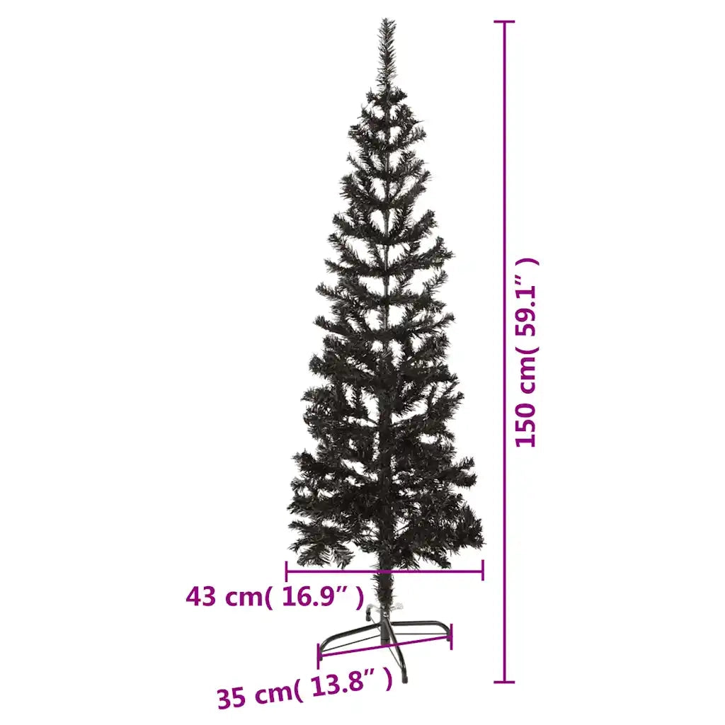 Albero di Natale Sottile-Albero Natalizio-Decorazioni natalizie Nero 150 cm