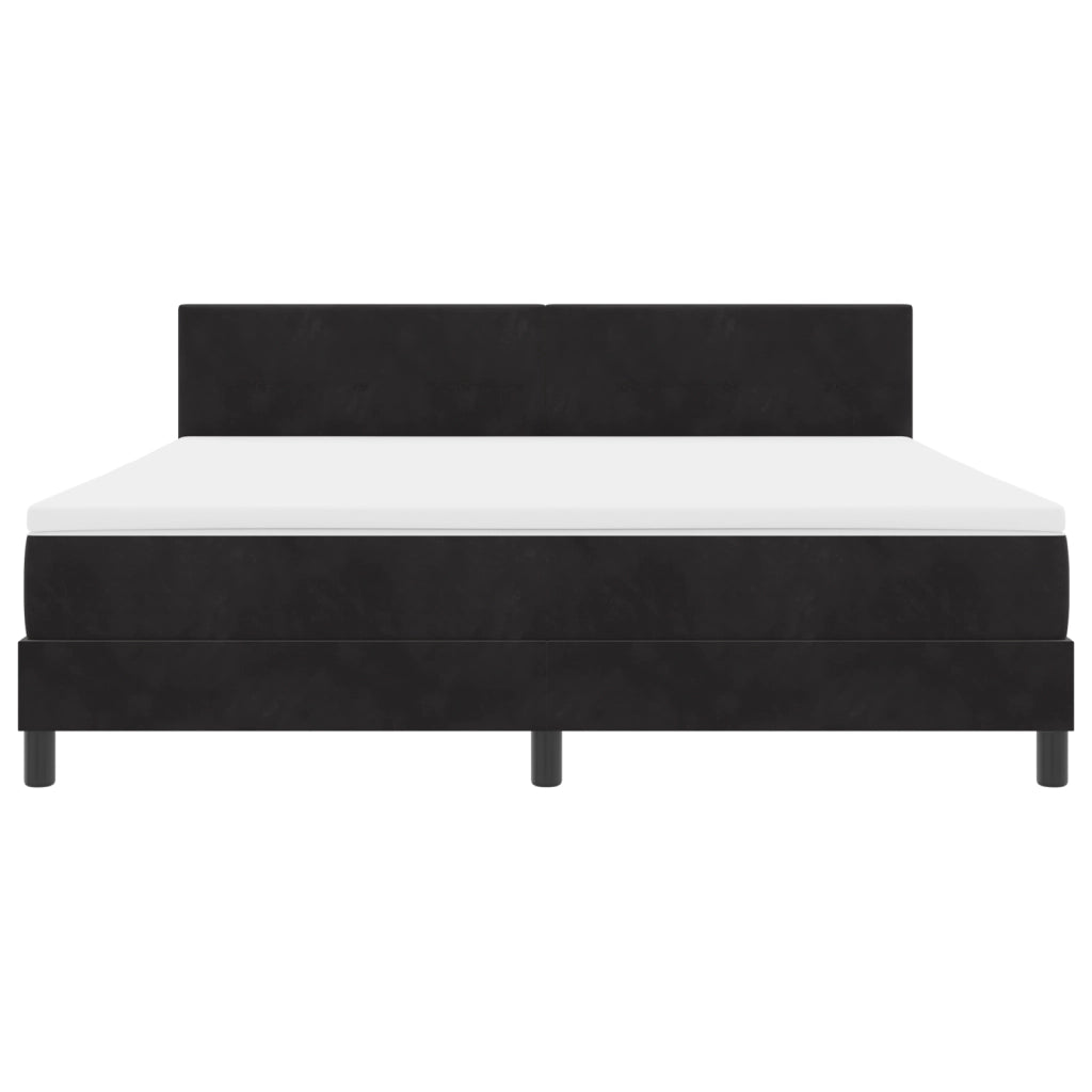 Letto Box Spring  con Materasso e LED Nero 180x200 cm Velluto