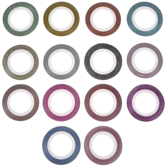 Tecnica di Nail Art a Taccuino 14 Rulli - Strisce per Unghie - Attrezzatura per Manicure DIY - Disegni Creativi per Unghie - Adesivo Autoattaccante - Materiale Sostenibile
