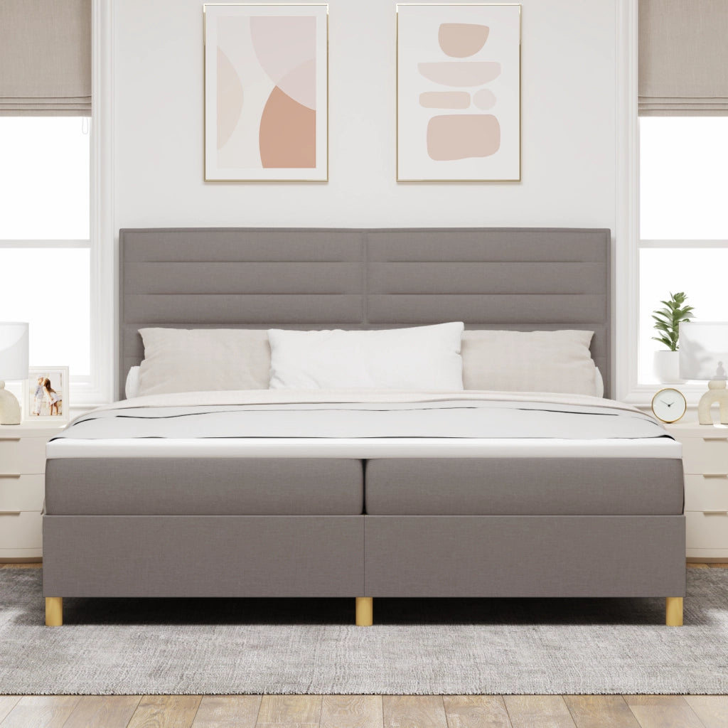 Letto a molle con materasso e LED Tortora 200x200 cm Tessuto