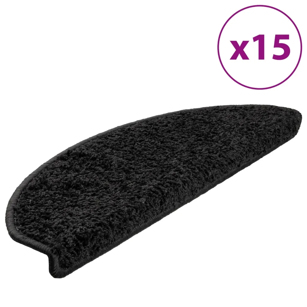 Tappetini per scale 15 pz 65x21x4 cm Nero Semicircolari Grandi 133901