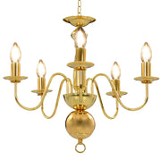 Lampadario classico dal design elegante 50 x 45 cm che crea un'atmosfera morbida e accogliente. 5 lampadine E14 in metallo color oro. 02_0046423