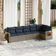 Set Divani da Giardino 6 pz con Cuscini Grigio in Polyrattan