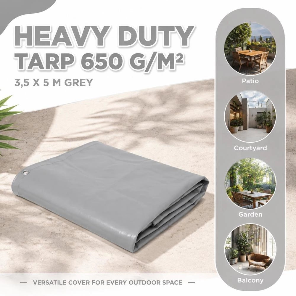 Tarpaulin 650 G/square Meter 3.5 X 5 M Grey