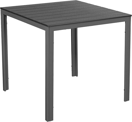 Tavolo da Giardino Quadrato 78x78x74 cm Sven in Acciaio e HDPE Effetto Legno Antracite