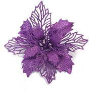 Decorazione per albero di Natale Glinzante - 10 pezzi - Plastica - Viti metalliche - Decorazione per albero di Natale - Dimensione 16 cm - Fiore di Natale