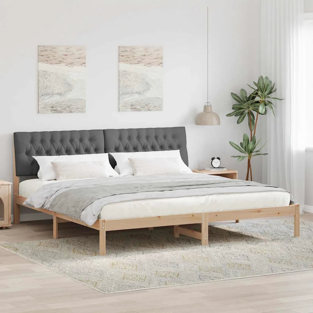 Letto con Testiera Rivestita con testiera Marrone 200 x 200 cm 3394379