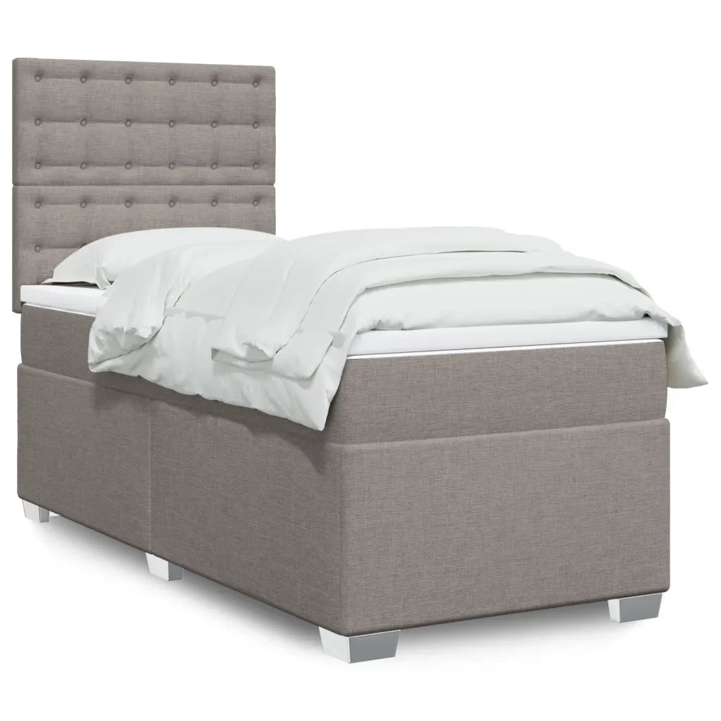vidaXL Giroletto a Molle con Materasso Tortora 90x190 cm in Tessuto