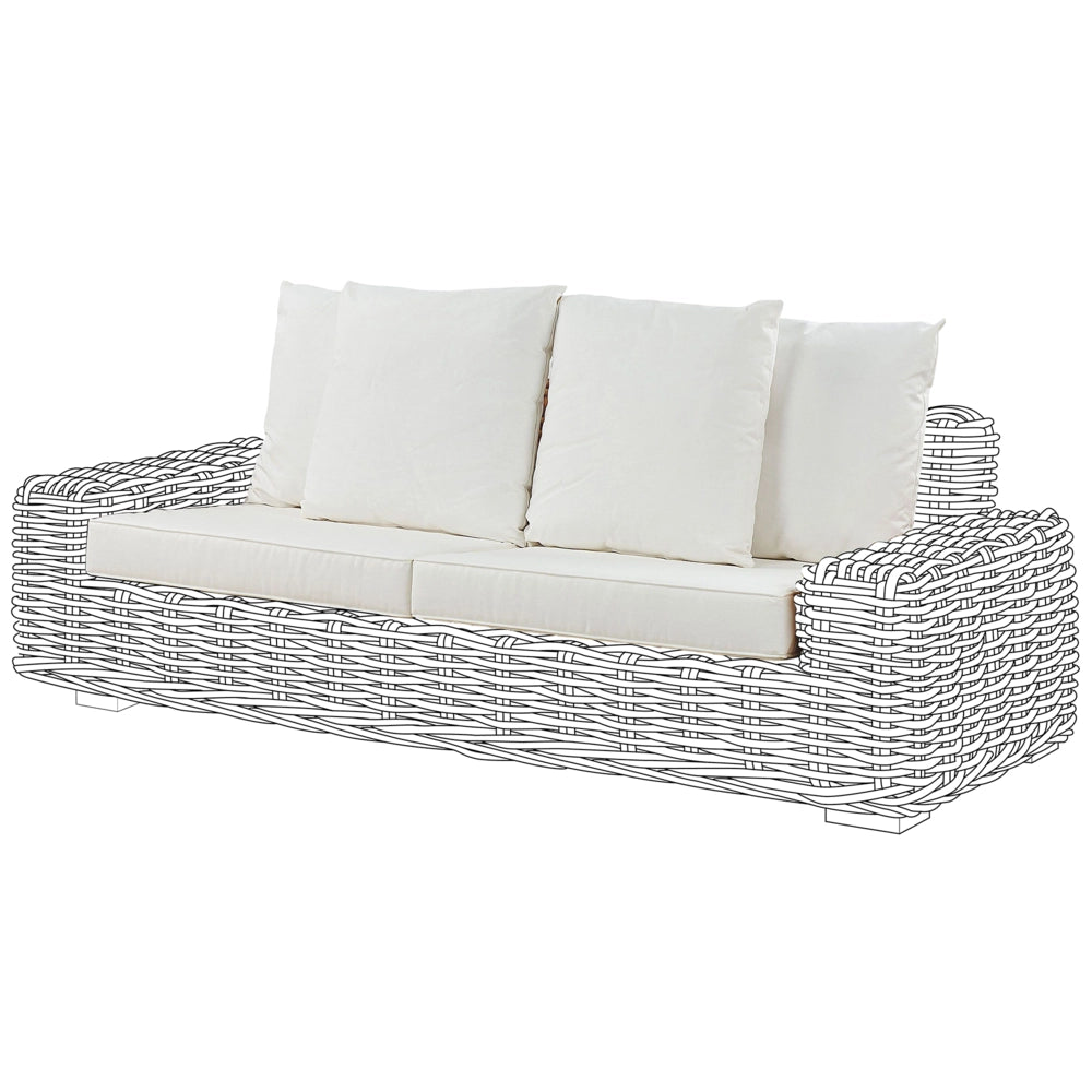 Set di copricuscini da esterno per divano da giardino Cuscini per sedile e schienale Custodie in tessuto poliestere Bianco