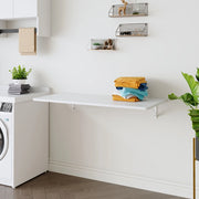 Tavolo ribaltabile da parete 126.5x66x9.5 cm con montaggio a parete in MDF bianco