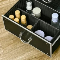 Trolley Valigetta Porta Trucchi Professionale, Blocco con 2 Chiavi e Ruote, Nero 36x23x52cm