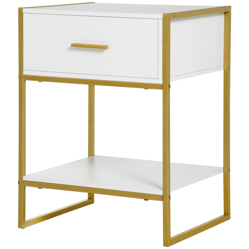 Comodino con cassetto e ripiano ¨C Zephmum ¨C Bianco 45x40x60 cm