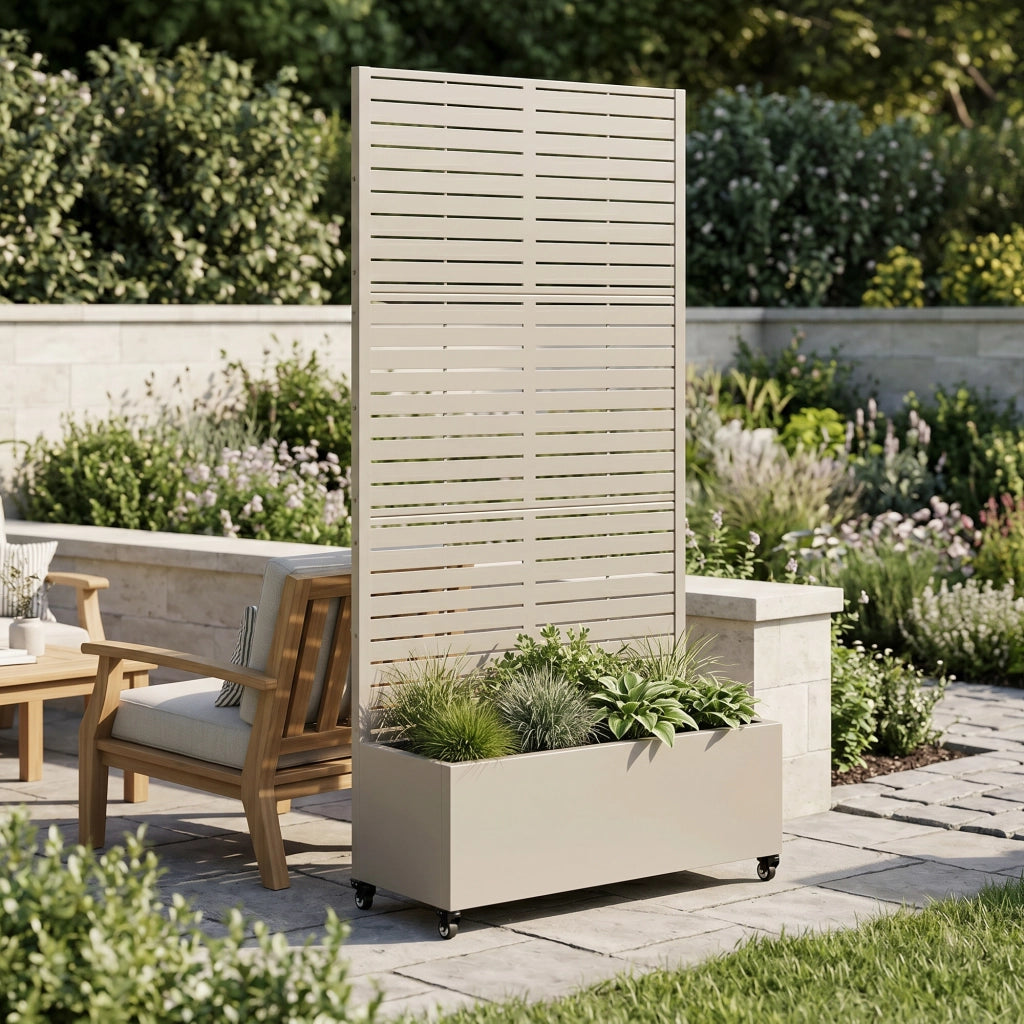 Fioriera con Spalliera Nodepp in Acciaio 190 x 82 x 38 cm - Beige casa.pro