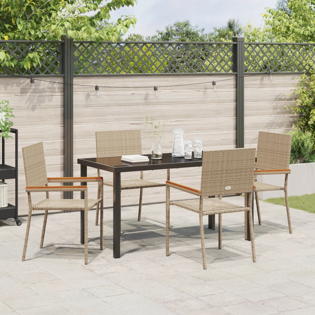 Set da Pranzo da Giardino da 5 Pezzi Beige Polyrattan
