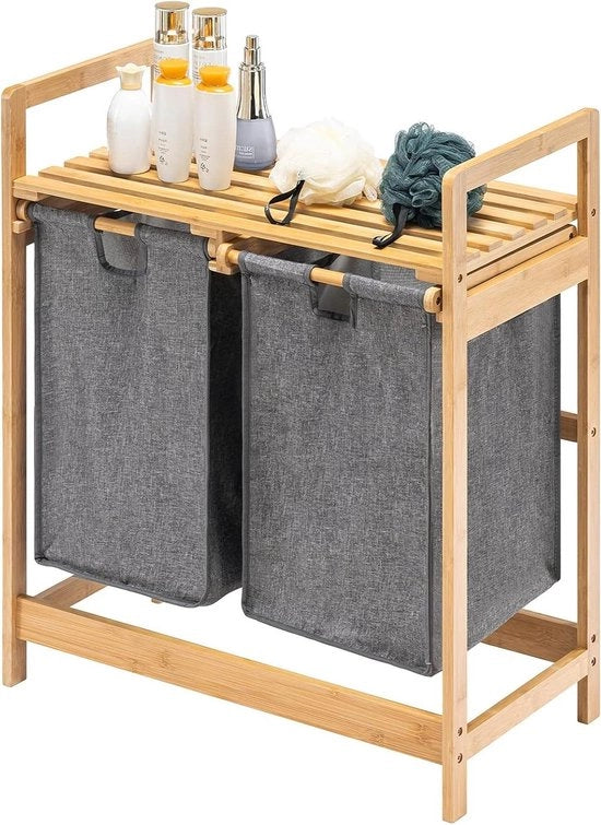 Cassa per stendibiancheria con 2 zucche e 2 asciugamani retrattili - Camera da letto, bagno, cucina - 73 x 64 x 33 cm Grigio