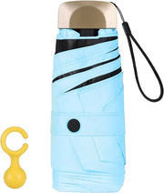 Paraplu con 6 Righelli 210T Tessuto e Bacchetta in Alluminio - Paraplu con Protezione Solare Opacizzante per Esterno - Manico d'Oro con Manico Blu Pastello