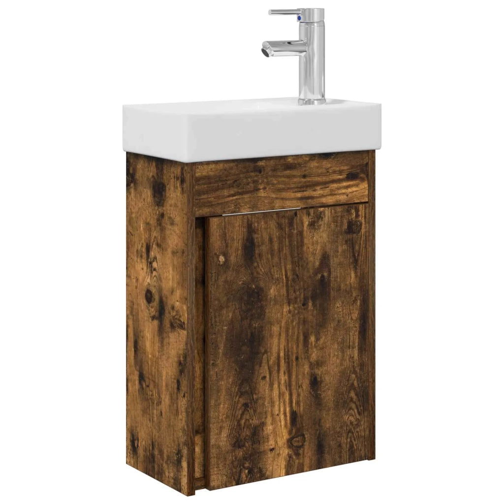 Mobile bagno con rubinetto Rovere Fumo 40,5 x 22,5 x 62 cm