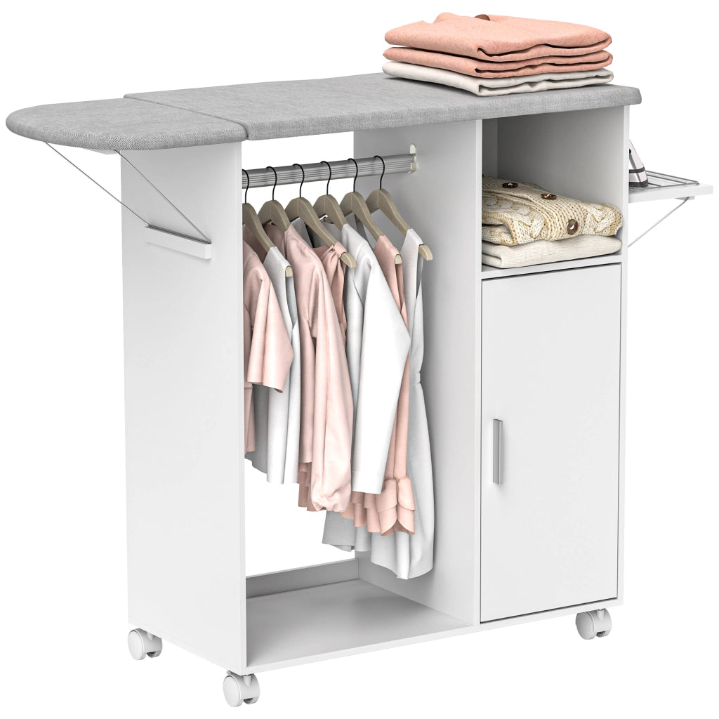 Armadio da stiro con ruote ¨C Zephmum ¨C Bianco 127x42.5x99 cm