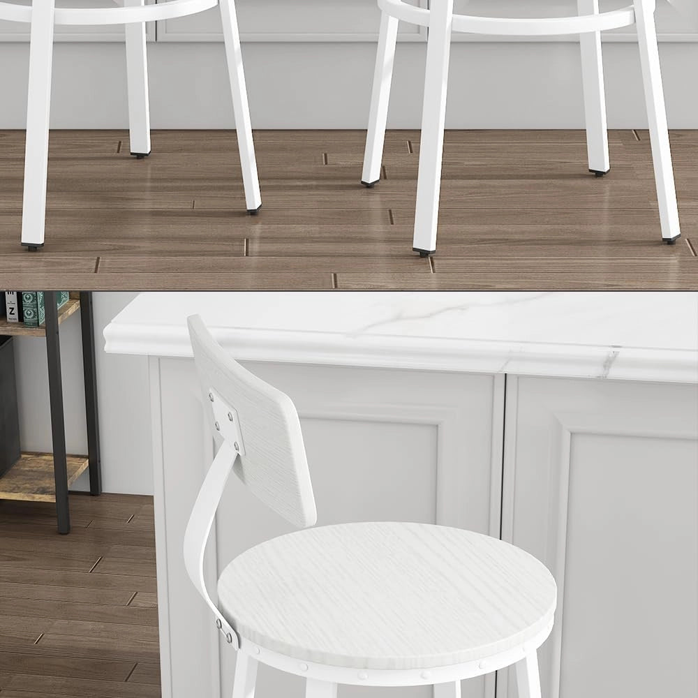 Sgabelli da bar Caracas, Bianco, 34 x 102 cm Set di 2, con poggiapiedi e struttura in metallo stabile