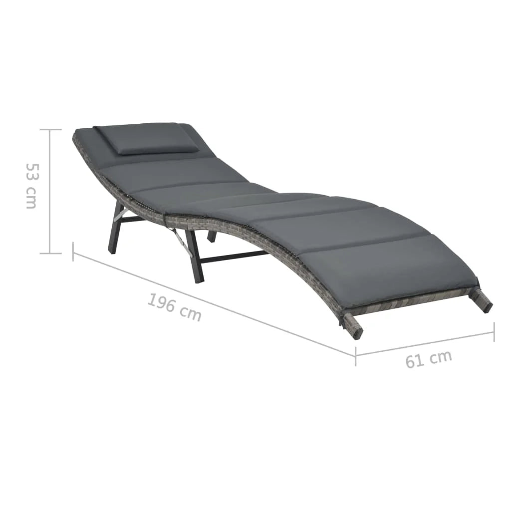 Set di 3 lettini prendisole pieghevoli resina intrecciata grigia 02_0011994