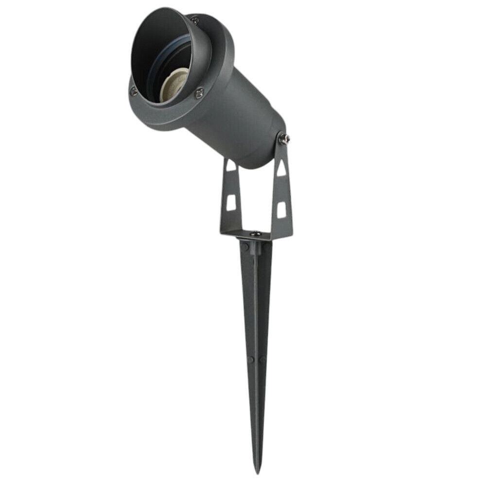 Trade Shop - Faretto Esterno Da Giardino Doppia Istallazione Con Picchetto Staffa Gu10 Ip65 Et-01 - Grigio