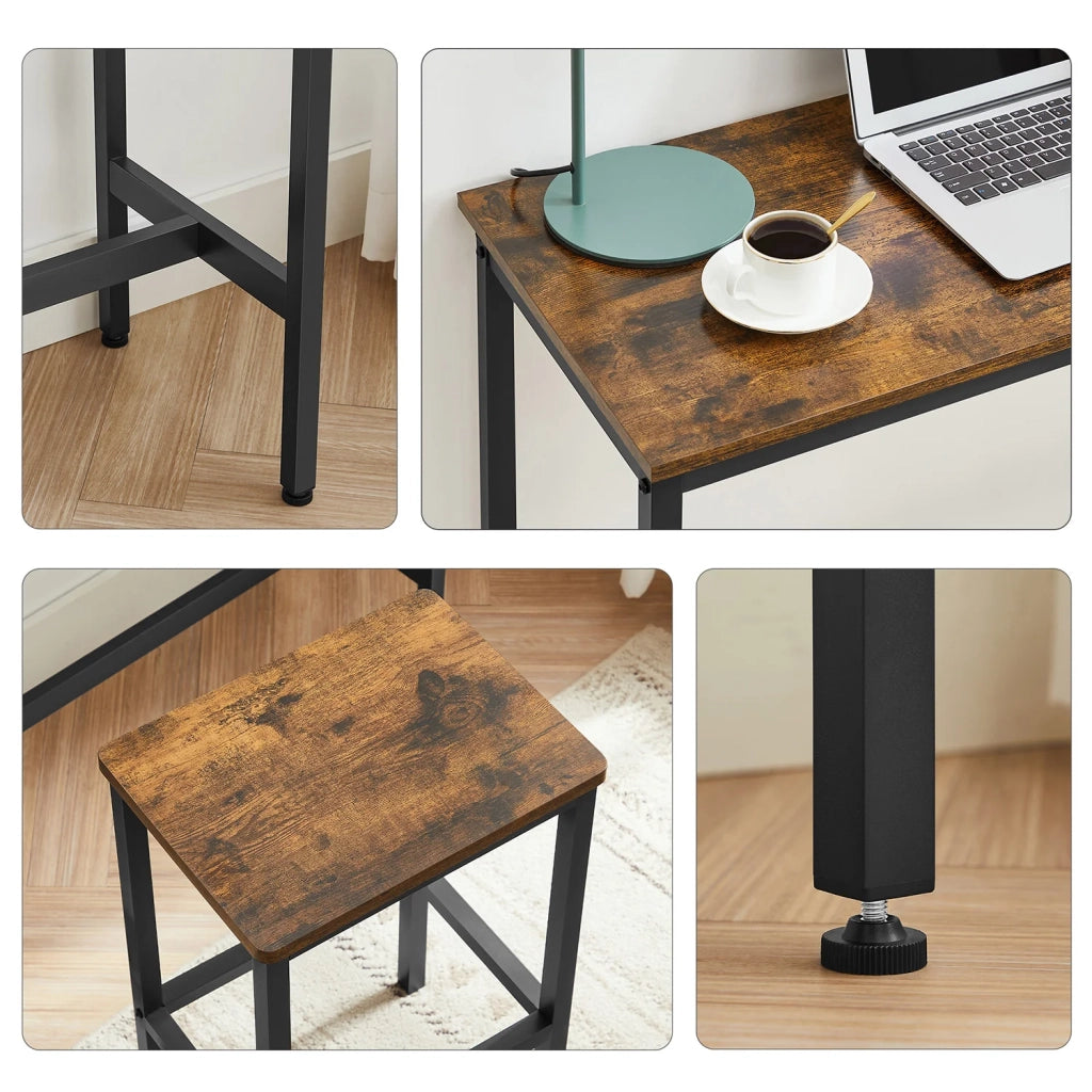 Set tavolo da pranzo tavolo da bar e sgabelli da bar tavolo alto e sgabello 100 x 40 x 90 cm struttura in acciaio stile industriale marrone 12_0005430