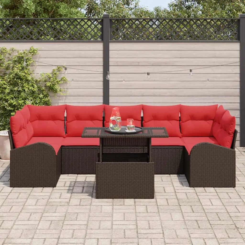 Set Divano da Giardino 8 pcs Marrone polyrattan