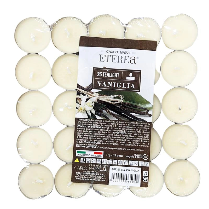 TEA LIGHT PROFUMATE ALLA VANIGLIA IN CONFEZIONE DA 50 PEZZI