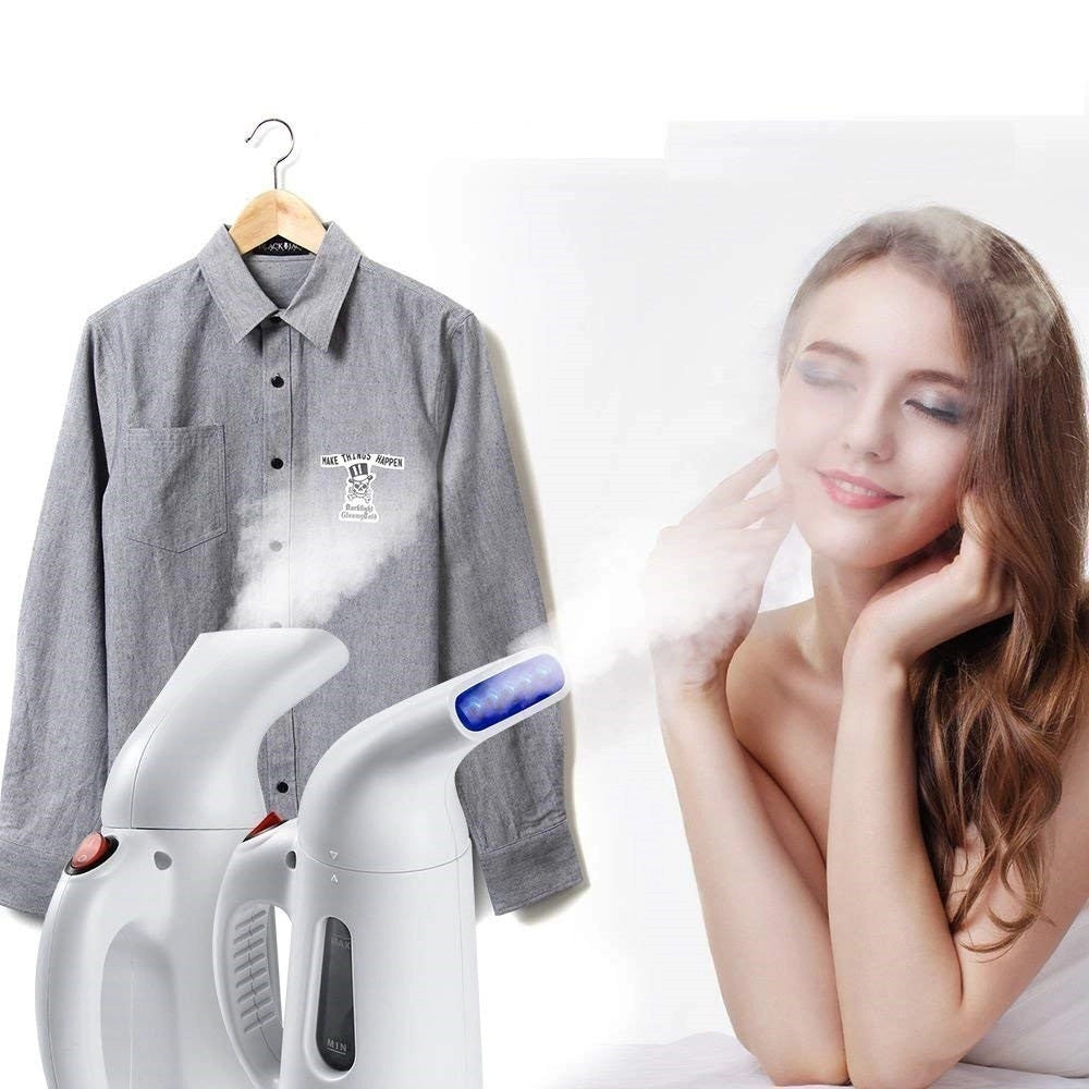 Trade Shop - Vaporizzatore Portatile Multifunzione Per Indumenti Viso 4in1 Stira Sterilizza Umidifica -