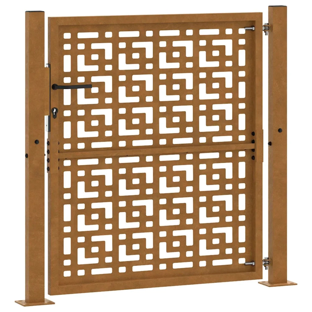 Cancello da giardino 100x100 cm in acciaio corten con design a croce 4101004