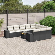 Set Divani da Giardino 11 pz con Cuscini in Polyrattan Nero 3225622
