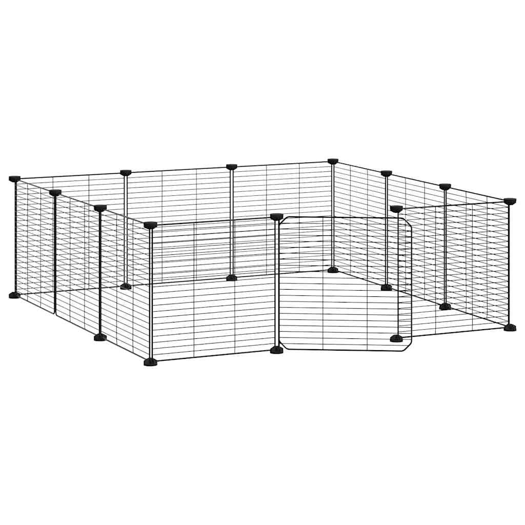 Gabbia per animali domestici a 12 pannelli con porta 35 x 35 cm nera 02_0041559