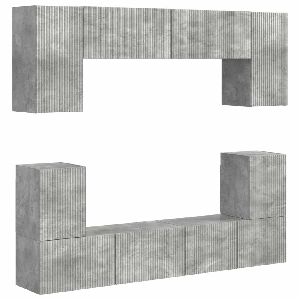 Set mobile TV 5 pcs Grigio cemento Legno multistrato