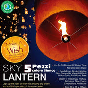 Trade Shop - Set 5 Lanterne Sky Volanti Bianche Cinesi Cielo Bianco Festa Notturno Matrimonio -