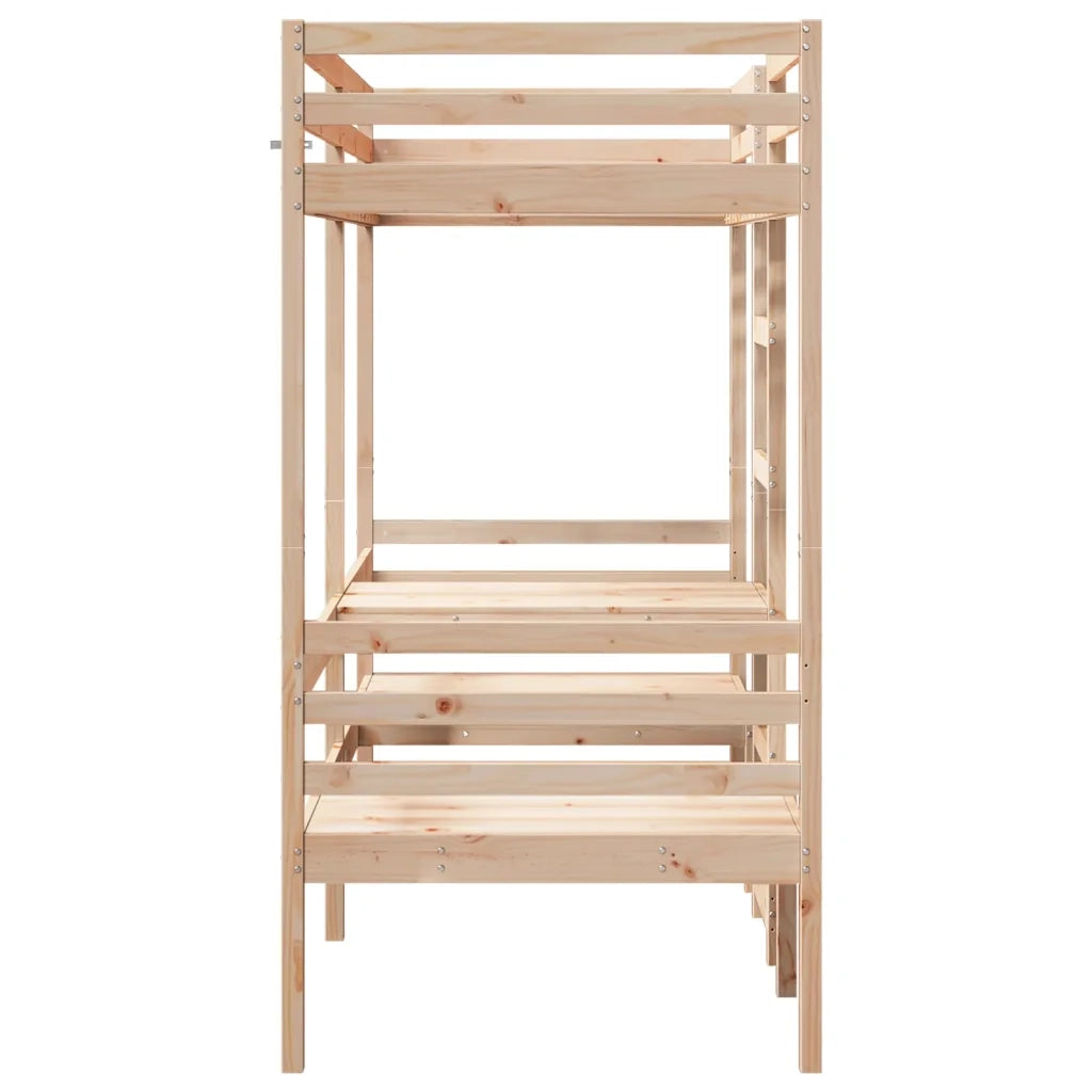 vidaXL Giroletto Soppalco con Scrivania e Sedie 90x200cm Legno Pino