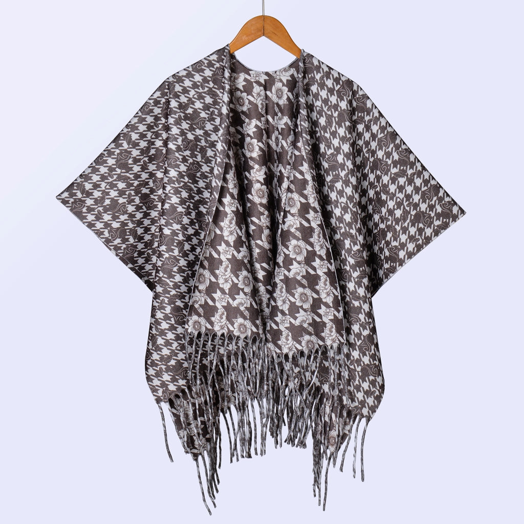 Nuovo scialle double face spesso, stile retr¨°, ampia cappa da donna.