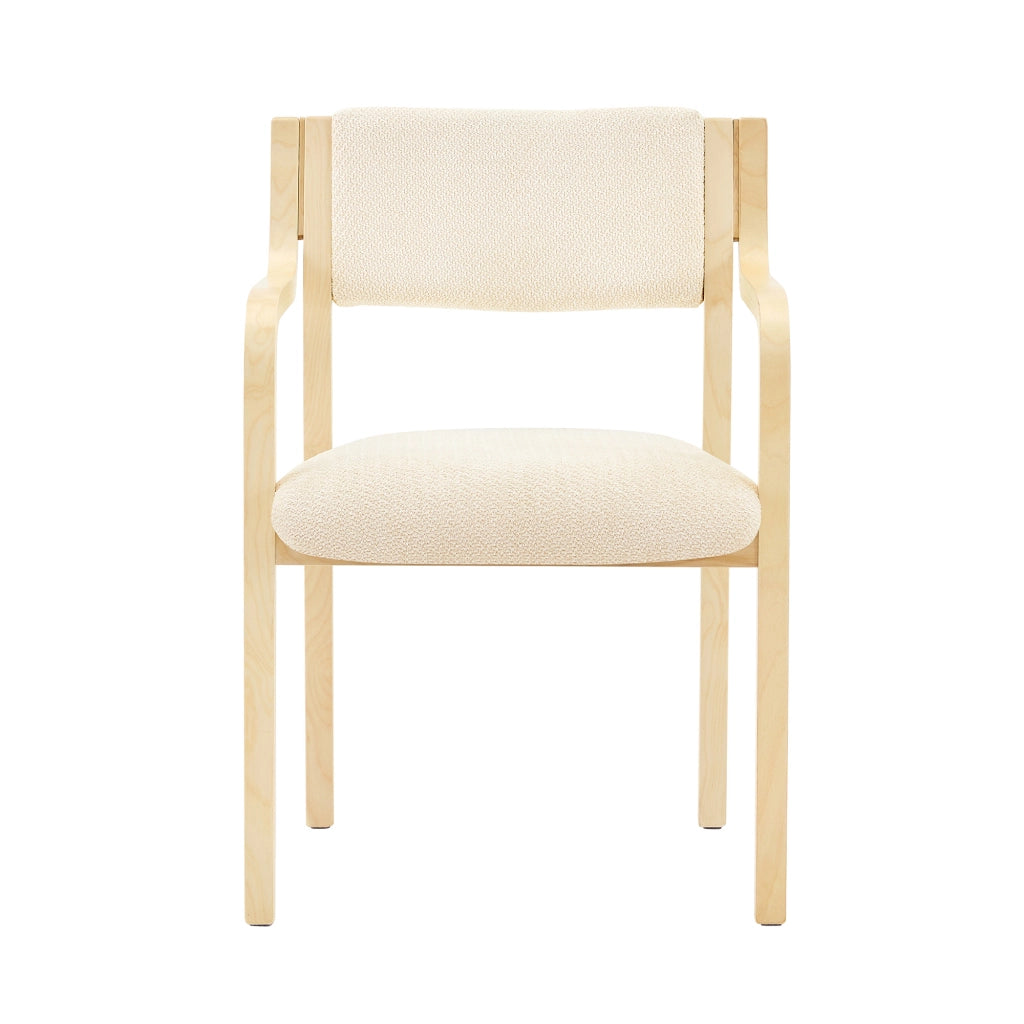 SEDIA da pranzo Set da 2 pezzi in legno e tessuto Teddy bianco, stile scandinavo